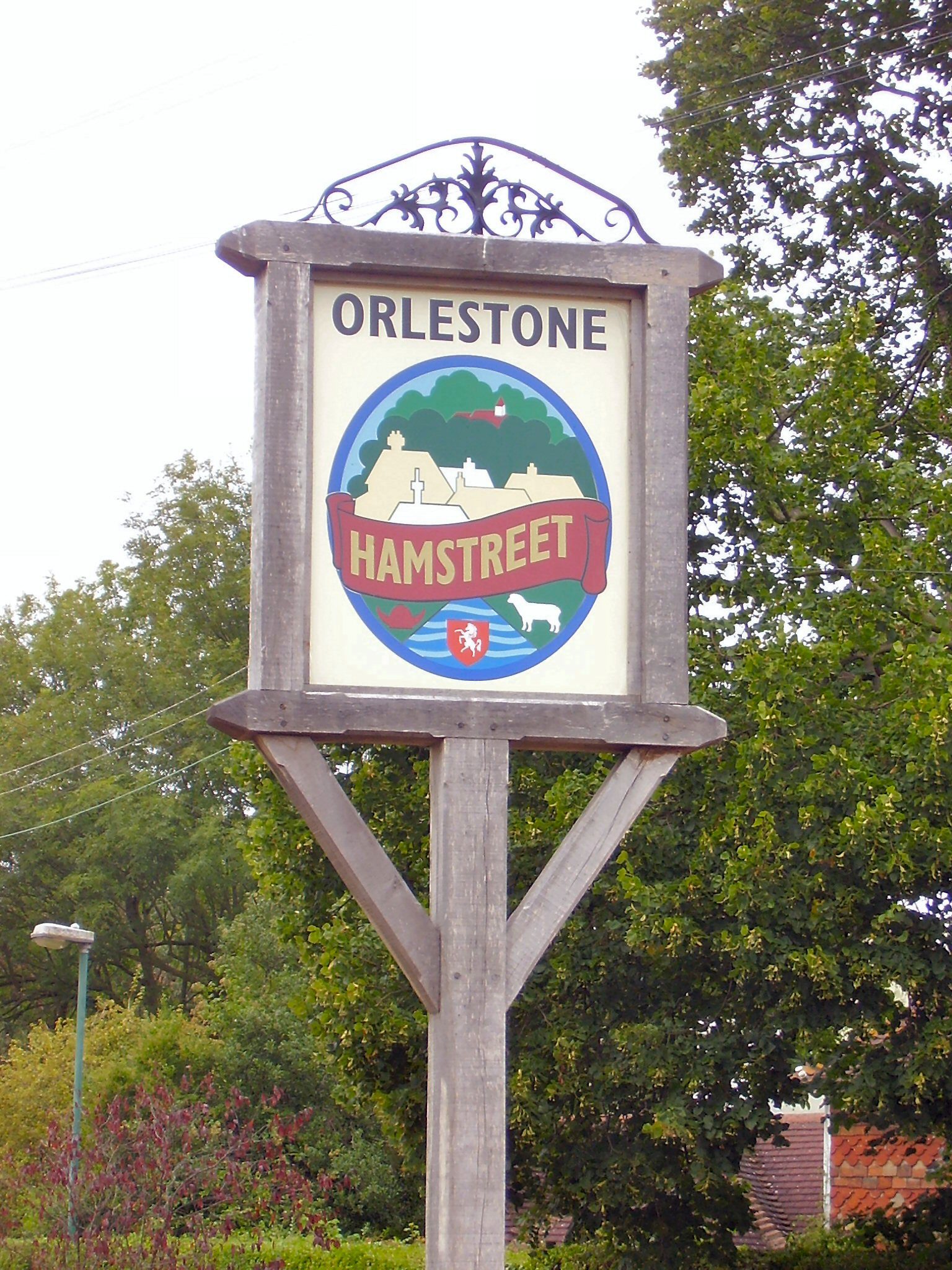 Welcome sign at the entrance to Hamstreet village in Kent, near The Dukes Head pub