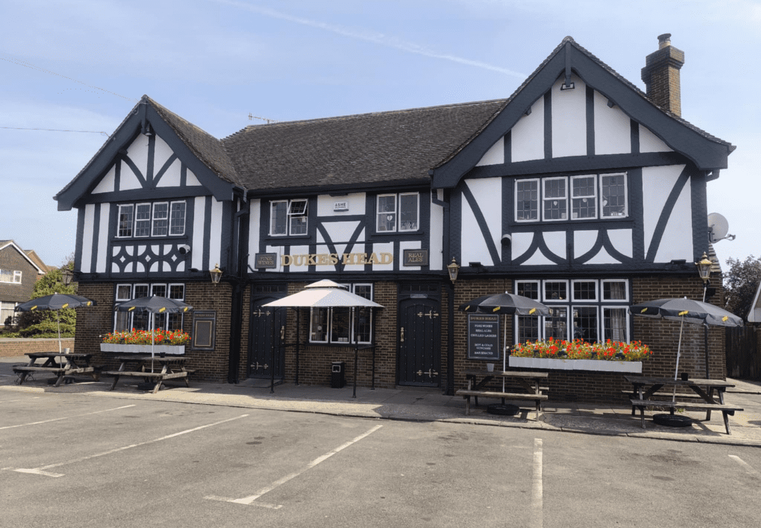 Exterior of The Dukes Head pub in Hamstreet, Kent, a traditional country pub with character and charm