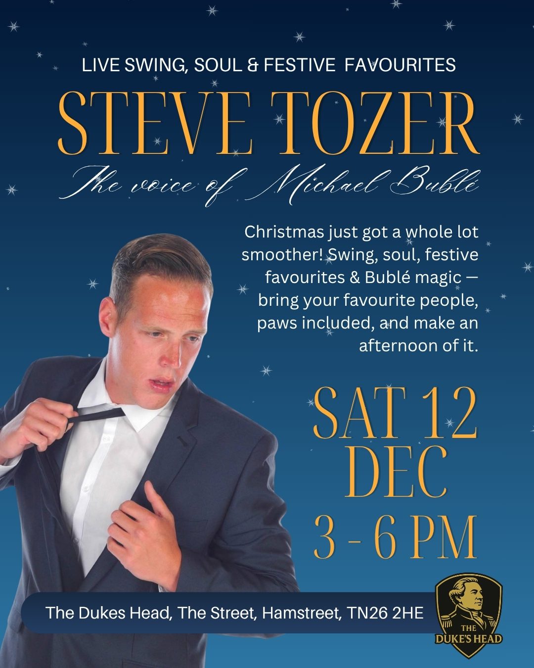 Free Live Music with Steve Tozer – The Voice of Michael Bublé